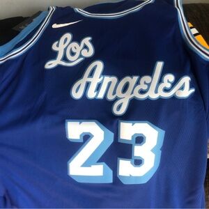 Blue Nike Lebron Los Angeles Lakers Basketball Jersey XL (52) **New**